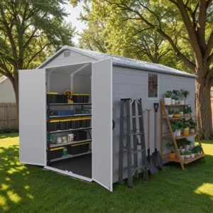 Garden tool Storage Shed with Lockable Doors