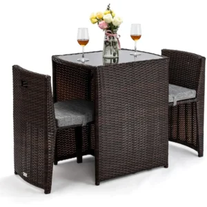 3 PCS Wicker Outdoor Patio Bistro Set